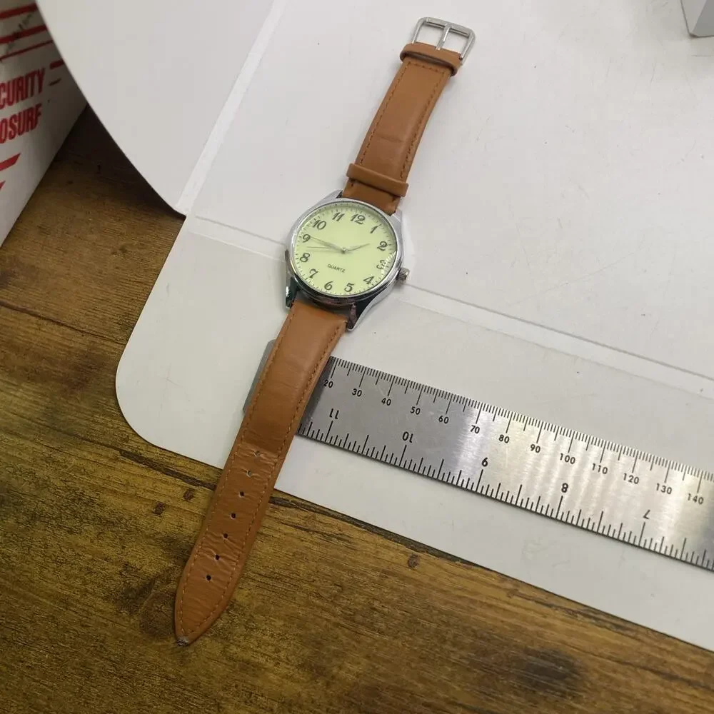 Mens Full Glow Brown Leather Watch New Battery